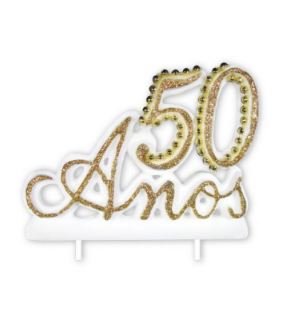 Vela 50 Anos Luxo Branco Unidade